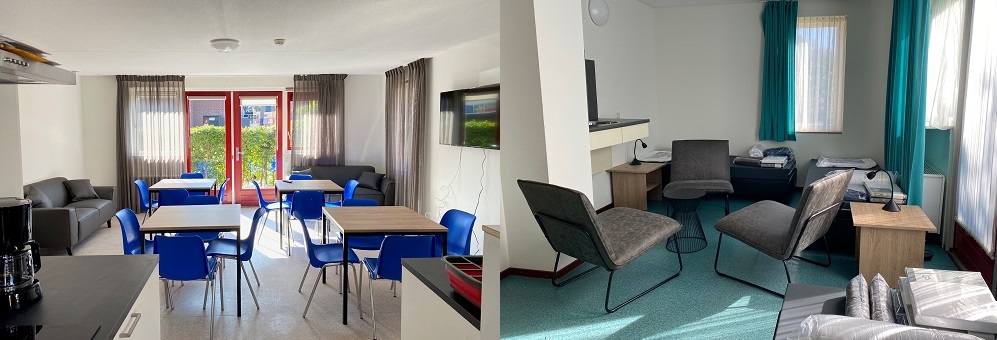 Locatie Torenplein: van links naar rechts gedeelde woonkamer en slaapkamer
